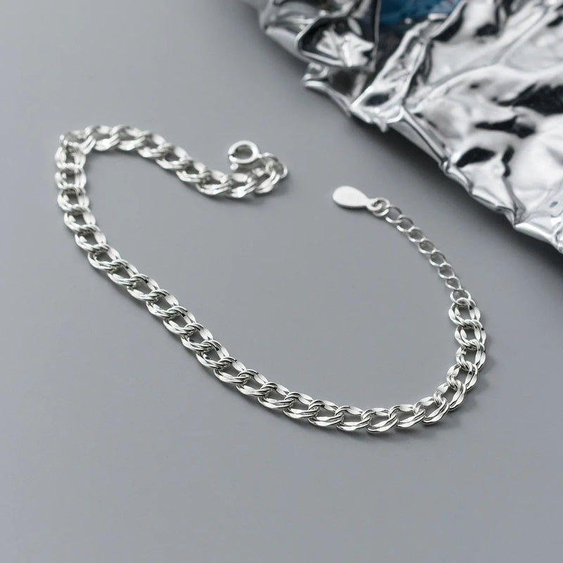 925 Sterling Silver Chain Bracelet For Women Christmas Gift Jewelry