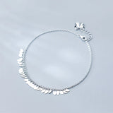 Anklet For Women Silver 925 Foot Sterling Jewelry Female Glossy Oval Light
