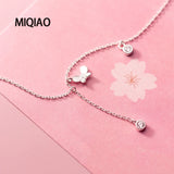 Butterfly Anklet Bracelet Silver 925 Women Summer Footwear Chain Jewelry