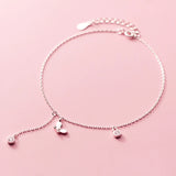 Butterfly Anklet Bracelet Silver 925 Women Summer Footwear Chain Jewelry