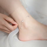Butterfly Anklet Bracelet Silver 925 Women Summer Footwear Chain Jewelry