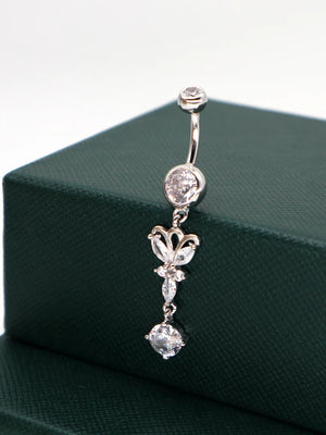 Butterfly Belly Button Piercing 925 Sterling Silver Belly Ring Rod Length 12MM