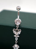 Butterfly Belly Button Piercing 925 Sterling Silver Belly Ring Rod Length 12MM