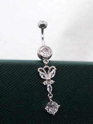 Butterfly Belly Button Piercing 925 Sterling Silver Belly Ring Rod Length 12MM