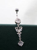 Butterfly Belly Button Piercing 925 Sterling Silver Belly Ring Rod Length 12MM