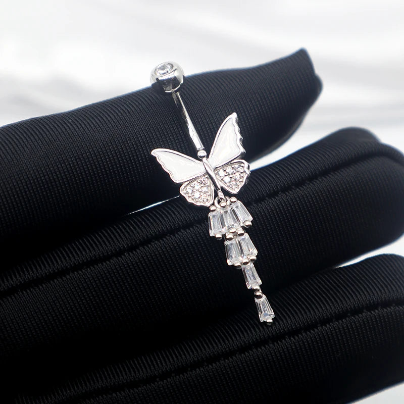 925 Sterling Silver Butterfly Belly Button Piercing