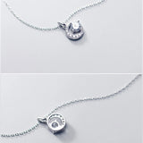 925 Silver Pendant Choker Necklace with Round Diamond Full Moon Design