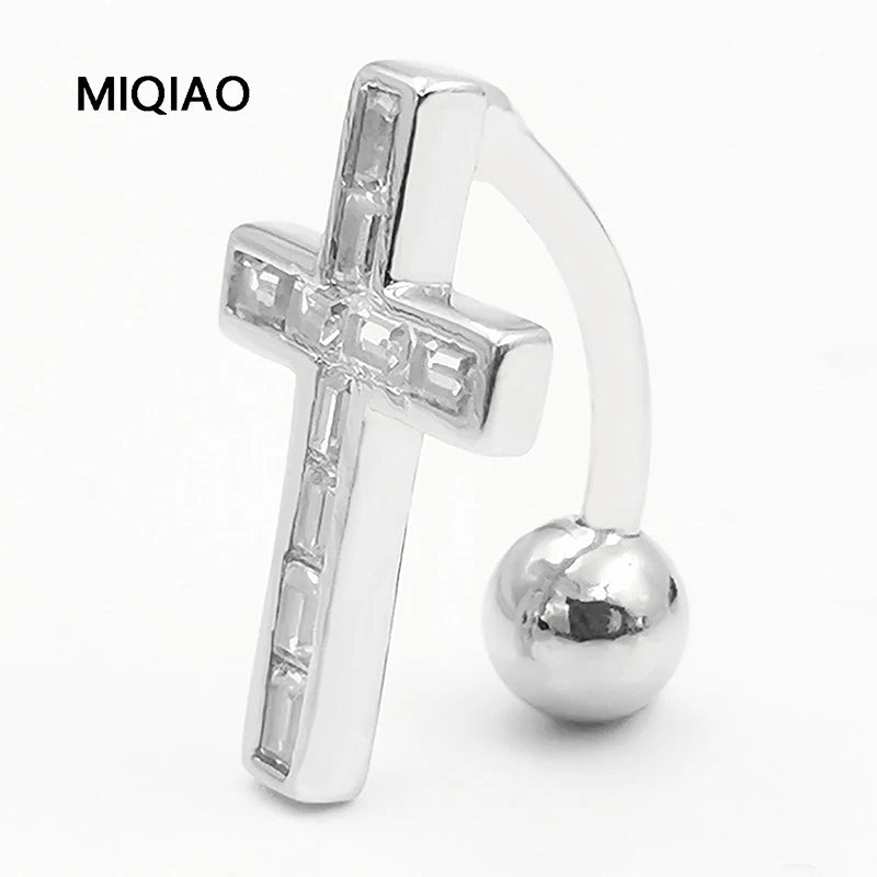 Cross Piercing Belly Button Rings S925 Silver Women's Accessories