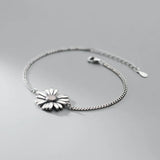 Daisy Flower Bracelets 925 Thai Silver Jewelry For Women Hand Bracelets