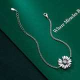 Daisy Flower Bracelets 925 Thai Silver Jewelry For Women Hand Bracelets