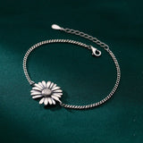 Daisy Flower Bracelets 925 Thai Silver Jewelry For Women Hand Bracelets