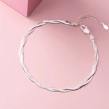 Double-layer Snake Chain Anklet 925 Sterling Silver Foot Jewelry Rose Ornament