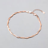 Double-layer Snake Chain Anklet 925 Sterling Silver Foot Jewelry Rose Ornament