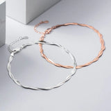 Double-layer Snake Chain Anklet 925 Sterling Silver Foot Jewelry Rose Ornament