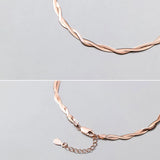 Double-layer Snake Chain Anklet 925 Sterling Silver Foot Jewelry Rose Ornament