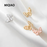 Butterfly Stud Earrings Silver 925 Romantic Diamonds Zircons Rose