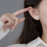 Butterfly Stud Earrings Silver 925 Romantic Diamonds Zircons Rose
