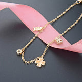 4-Leaf Clover Anklet 925 Sterling Silver Women's Leg Chain Bracelet