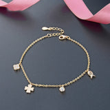 4-Leaf Clover Anklet 925 Sterling Silver Women's Leg Chain Bracelet