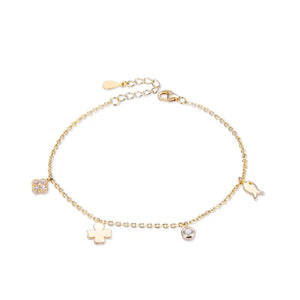 4-Leaf Clover Anklet 925 Sterling Silver Women's Leg Chain Bracelet