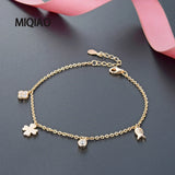 4-Leaf Clover Anklet 925 Sterling Silver Women's Leg Chain Bracelet