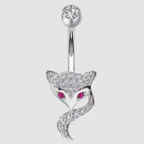 Fox Belly Button Piercing 925 Sterling Silver Zircon Navel Bar