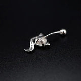 Fox Belly Button Piercing 925 Sterling Silver Zircon Navel Bar