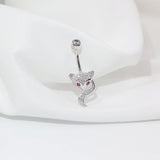 Fox Belly Button Piercing 925 Sterling Silver Zircon Navel Bar