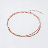 925 Sterling Silver Geometric Anklet for Women, Rose Chain, Sweet Gift