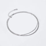 925 Sterling Silver Geometric Anklet for Women, Rose Chain, Sweet Gift