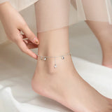 925 Sterling Silver Heart Anklet Bracelet Love Chain Women Jewelry