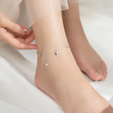 925 Sterling Silver Heart Anklet Bracelet Love Chain Women Jewelry