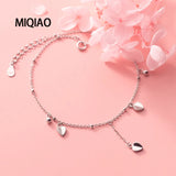 925 Sterling Silver Heart Anklet Bracelet Love Chain Women Jewelry