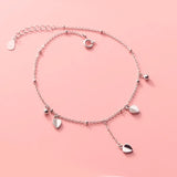 925 Sterling Silver Heart Anklet Bracelet Love Chain Women Jewelry