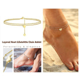 925 Sterling Silver Heart Anklets Woman Bracelet Leg Barefoot Jewelry