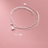 Heart Anklets Silver 925 Jewelry Love Bracelet On Leg Women Chains
