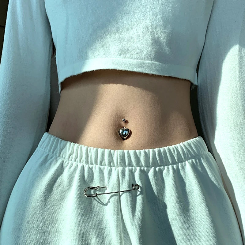 Heart Belly Button Rings 925 Sterling Silver Love Navel Piercing