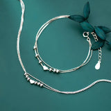 Heart Bracelet Silver 925 Anklet Box Bead Chain Love Gift