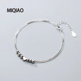 Heart Bracelet Silver 925 Anklet Box Bead Chain Love Gift