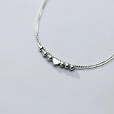 Heart Bracelet Silver 925 Anklet Box Bead Chain Love Gift