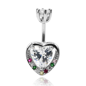 Heart Piercing Belly Button Rings Love 925 Sterling Silver Women Jewelry