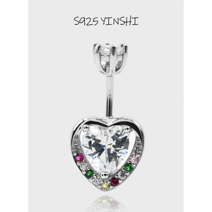 Heart Piercing Belly Button Rings Love 925 Sterling Silver Women Jewelry