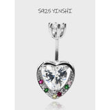 Heart Piercing Belly Button Rings Love 925 Sterling Silver Women Jewelry