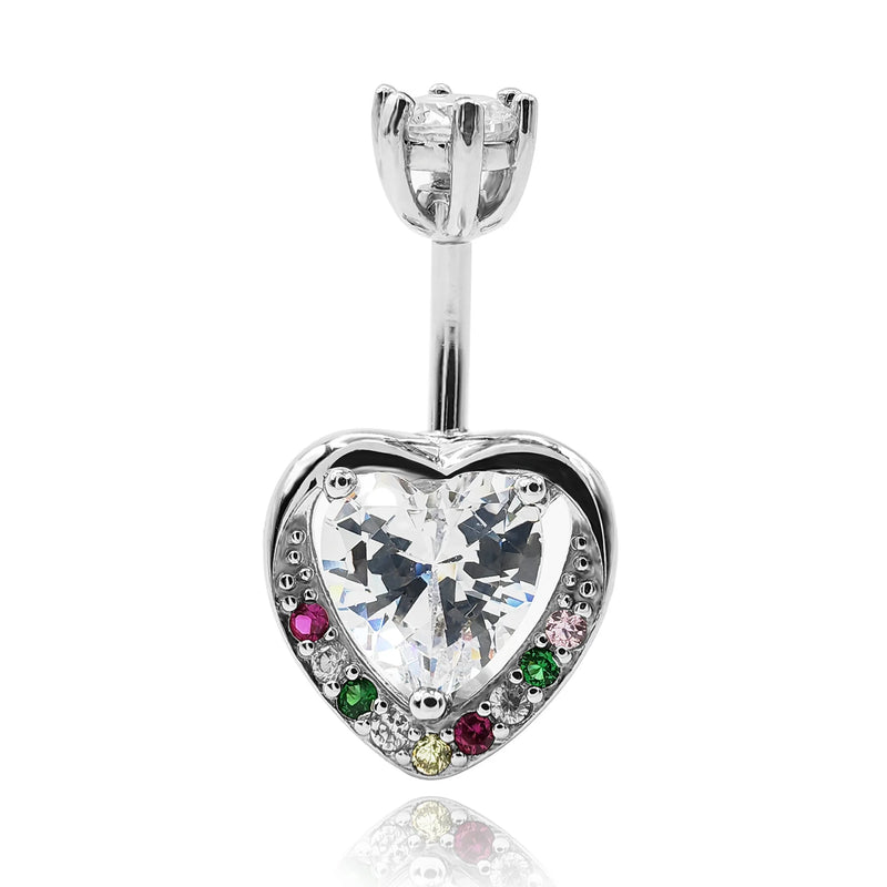 Heart Piercing Belly Button Rings Love 925 Sterling Silver Women Jewelry