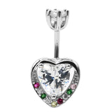 Heart Piercing Belly Button Rings Love 925 Sterling Silver Women Jewelry