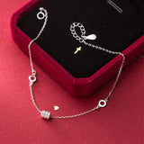 925 Silver Anklet for Women with Zircon Decoration