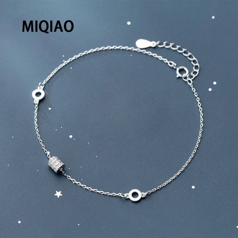 925 Silver Anklet for Women with Zircon Decoration