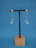 Long Earrings 925 Silver Gold-plated Pearl Crystal Flower Stone