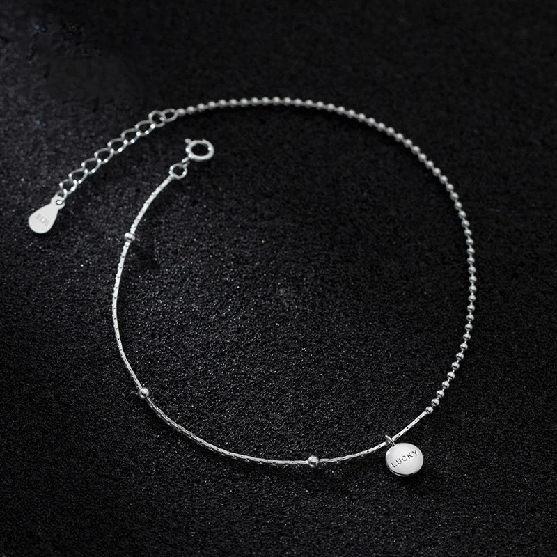 Real Silver 925 Anklet Bracelet for Women Beach Accessories