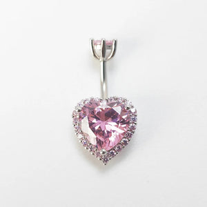 925 Sterling Silver Heart Navel Nail Pink Zircon 6-12MM Length